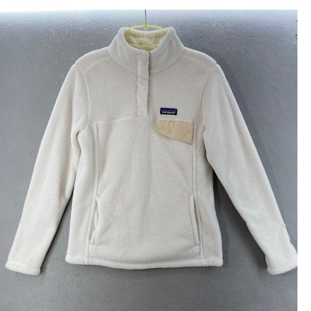 Patagonia Re-Tool Snap-T Pullover Women Medium Cream White Fleece Jacket 25442